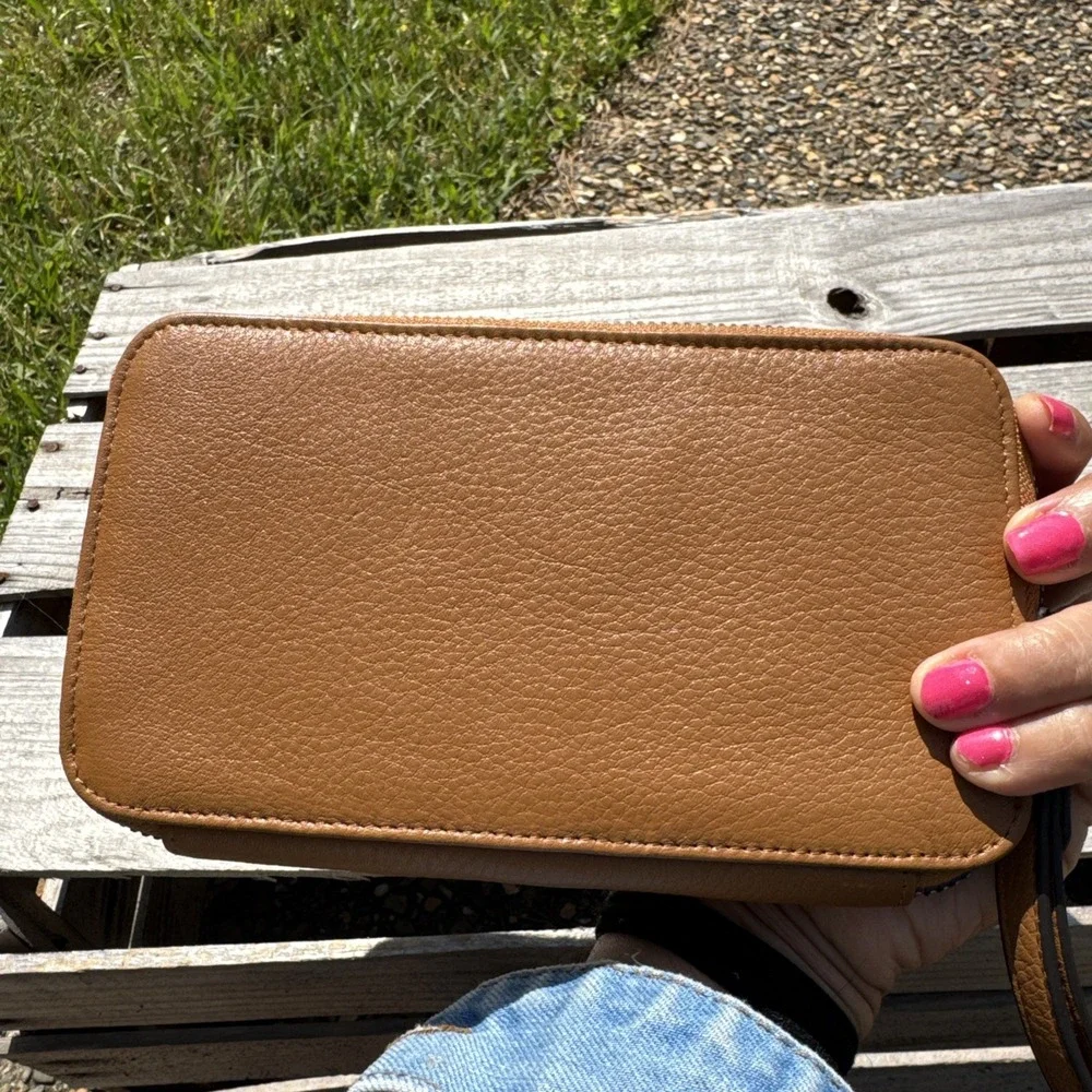 Aimee Kestenberg Women's‎ DHENA Zip Around Brown Leather Wallet Wristlet